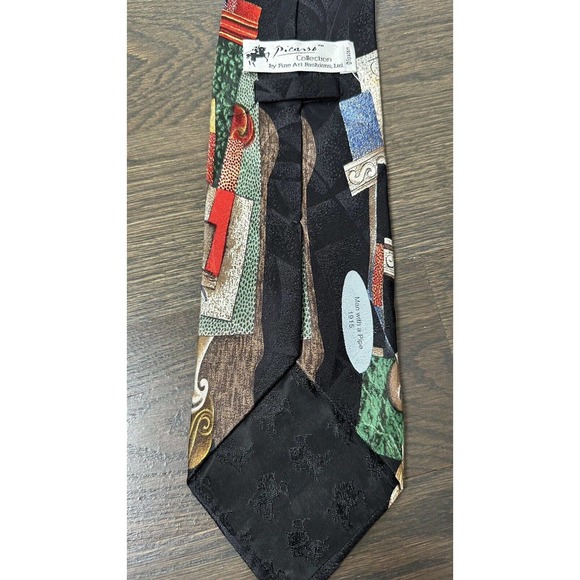 Rare• Picasso Collection Tie Handmade SILK "man with pipe" 60L Collectable - Picture 8 of 8